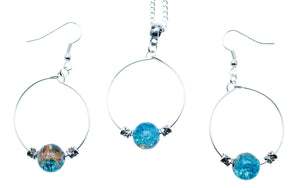 Jewelry Set JWL-SET-1009 Hoop Set Blue Brown Silver