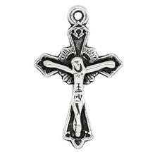 Load image into Gallery viewer, AVBeads Cross Silver Jesus 23mm x 15mm Charms 10pcs