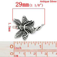 Load image into Gallery viewer, Charms Flower Fairy Silver 29x23mm 30pcs