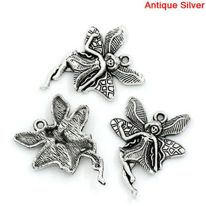 Charms Flower Fairy Silver 29x23mm 30pcs