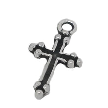Load image into Gallery viewer, AVBeads Cross Charms Mini Silver 15mm x 9mm Metal Charms 10pcs