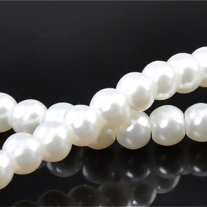 Beads Glass Round Pearl Painted 6mm Strand 16" White